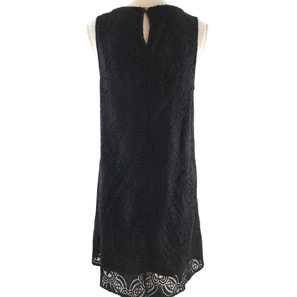 Entro Women's Sleeveless Black Dress Floral Lace Crochet Shift Mini Dress Size M - Picture 2 of 11